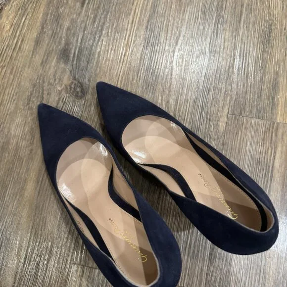 Gianvito Rossi Blue Suede Manolo Blahnik Pointed Toe Pumps - Picture 10 of 11